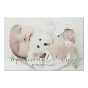 Custom Photo with Custom Name and Text Faux Canvas Print