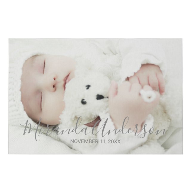 Custom Photo with Custom Name and Text Faux Canvas Print (Front)