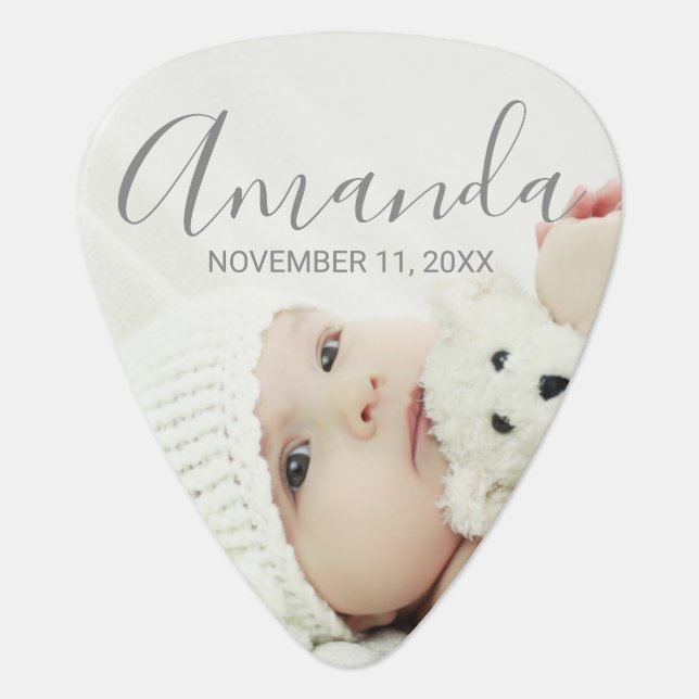 Custom Photo with Custom Name and Text Guitar Pick (Front)