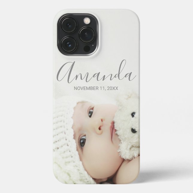 Custom Photo with Custom Name and Text iPhone Case (Back)