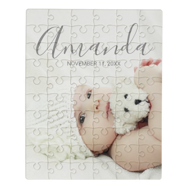 Custom Photo with Custom Name and Text Jigsaw Puzzle (Puzzle Vertical)