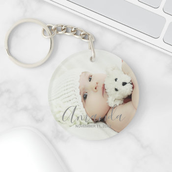 Custom Photo With Custom Name And Text Keychain by manadesignco at Zazzle