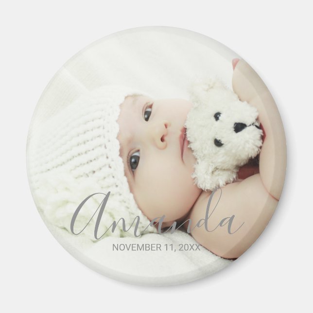 Custom Photo with Custom Name and Text Magnet (Front)