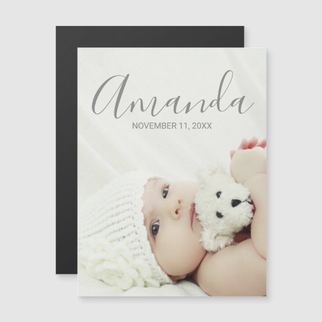 Custom Photo with Custom Name and Text Magnetic Invitation (Front/Back)