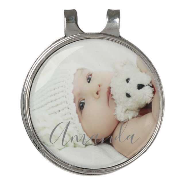 Custom Photo with Custom Name Golf Hat Clip (Front)