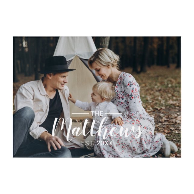 Custom photo with family name and established year acrylic print (Front)
