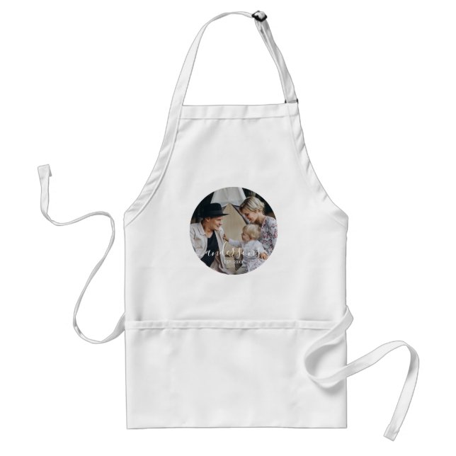 Custom photo with family name and established year adult apron (Front)