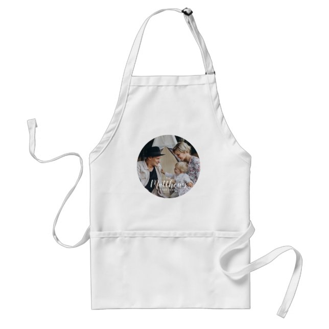 Custom photo with family name and established year adult apron (Front)