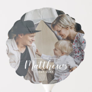 Custom photo with family name and established year balloon