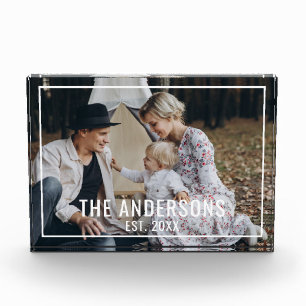 Custom photo with family name and established year block