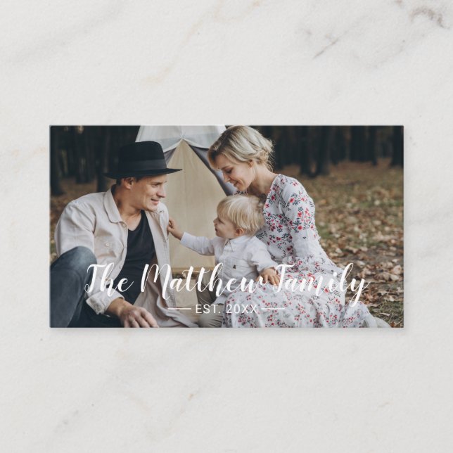 Custom photo with family name and established year business card (Front)