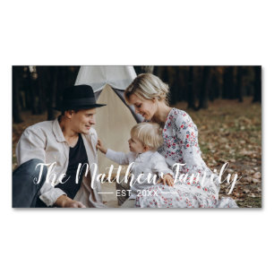 Custom photo with family name and established year business card magnet