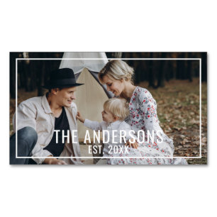 Custom photo with family name and established year business card magnet