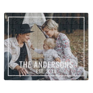 Custom photo with family name and established year jigsaw puzzle