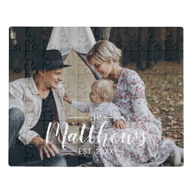 Custom photo with family name and established year jigsaw puzzle (Puzzle Horizontal)