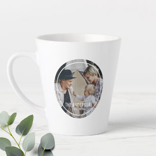 Custom photo with family name and established year latte mug