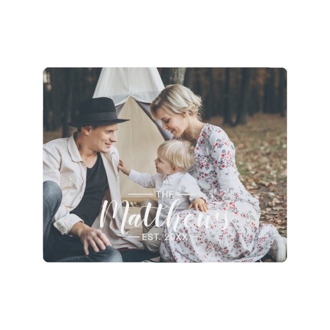 Custom photo with family name and established year metal print (Front)