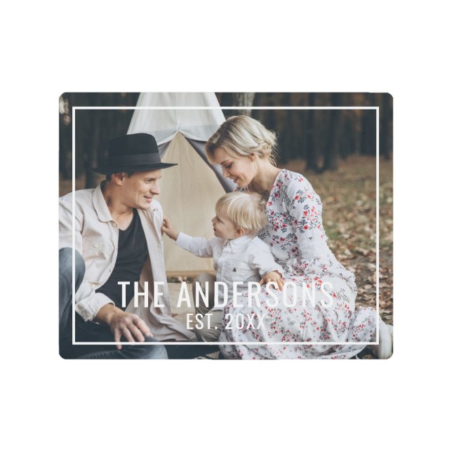 Custom photo with family name and established year metal print (Front)