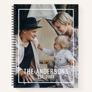 Custom photo with family name and established year notebook