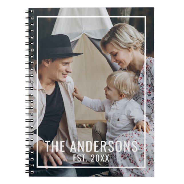 Custom photo with family name and established year notebook (Front)