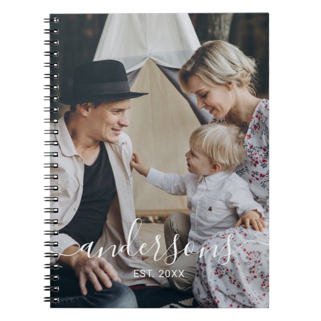 Custom photo with family name and established year notebook (Front)
