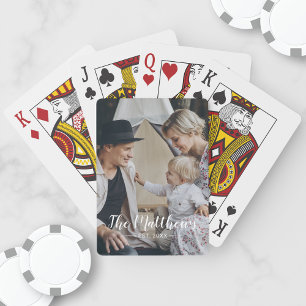 Custom photo with family name and established year poker cards
