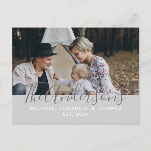 Custom photo with family name and established year postcard (Front)