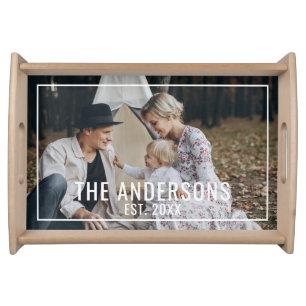 Custom photo with family name and established year serving tray