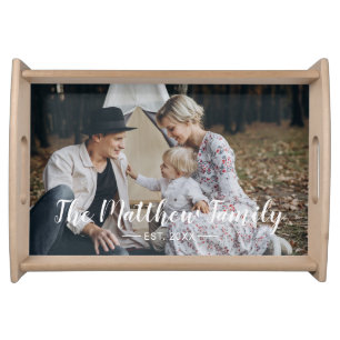 Custom photo with family name and established year serving tray