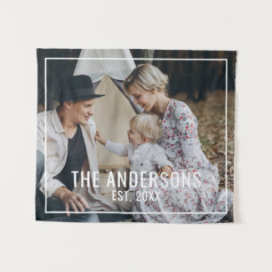 Custom photo with family name and established year tapestry