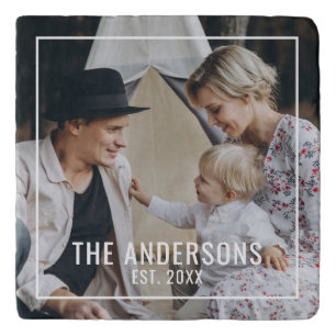 Custom photo with family name and established year trivet