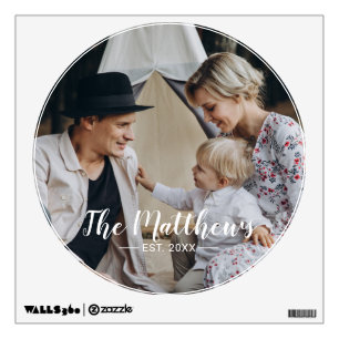 Custom photo with family name and established year wall decal