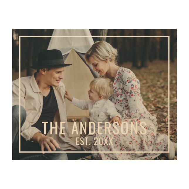 Custom photo with family name and established year wood wall art (Front)