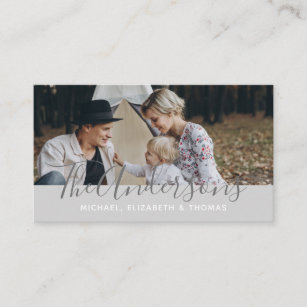 Custom photo with family name business card