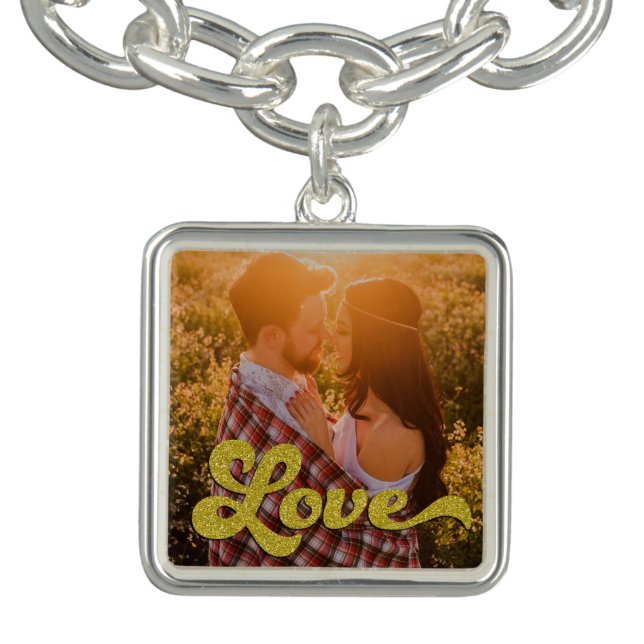 Custom Photo with Gold Love Charm Bracelet (Design)