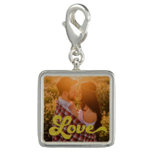 Custom Photo with Gold Love Overlay Charm