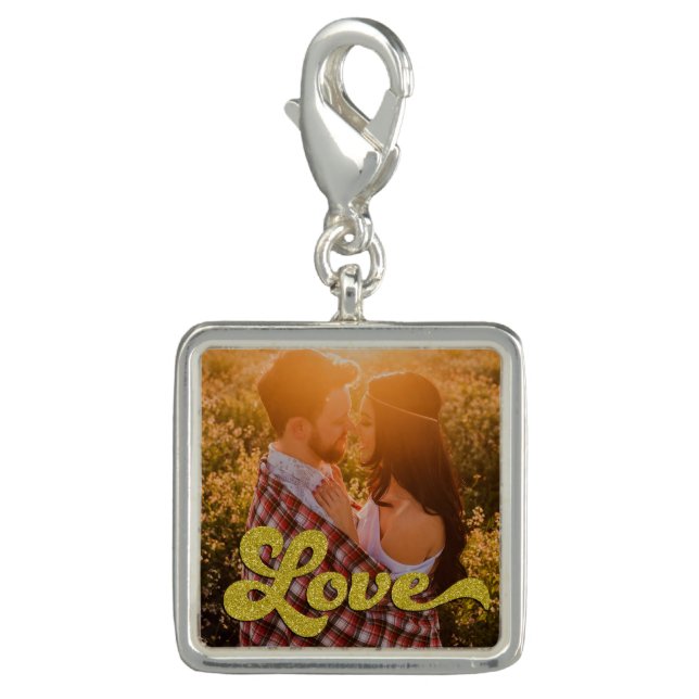Custom Photo with Gold Love Overlay Charm (Front)