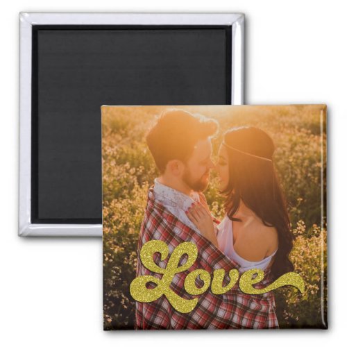 Custom Photo with Gold Love Overlay Magnet