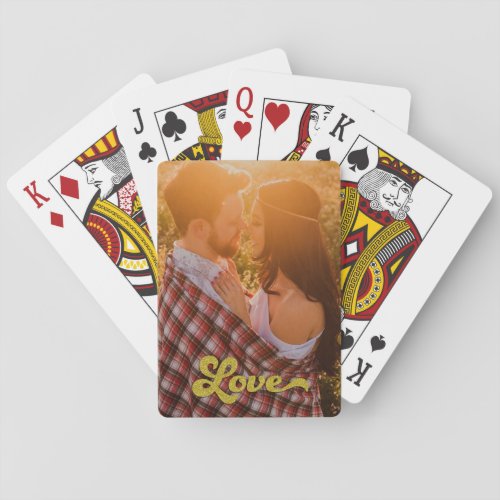 Custom Photo with Gold Love Playing Cards