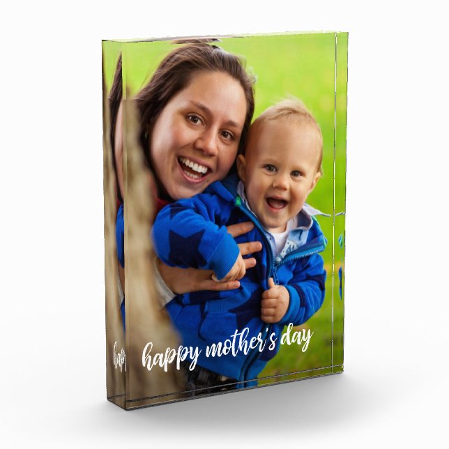 Custom Photo with Happy Mother's Day Modern Script Acrylic Award (Left)