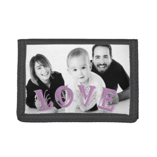 Custom Photo with LOVE Typography Overlay Tri-fold Wallet