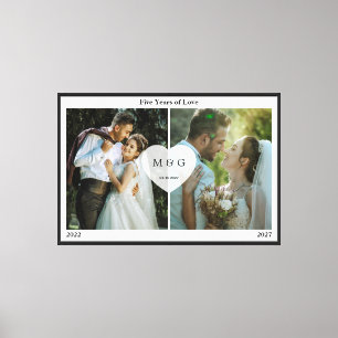 Custom Photo with Monogram and Date Symbol of Love Canvas Print