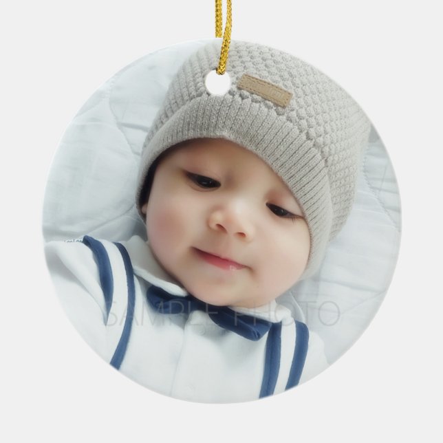 Custom Photo with Monogram Ceramic Ornament (Front)