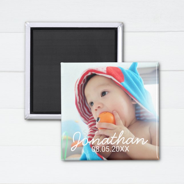 Custom Photo with Name and Date Magnet (Creator Uploaded)