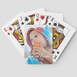 Custom Photo with Name and Date Poker Cards