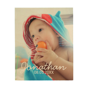 Custom Photo with Name and Date Wood Wall Decor