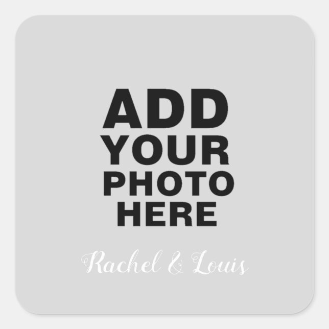 custom photo with names square sticker (Front)