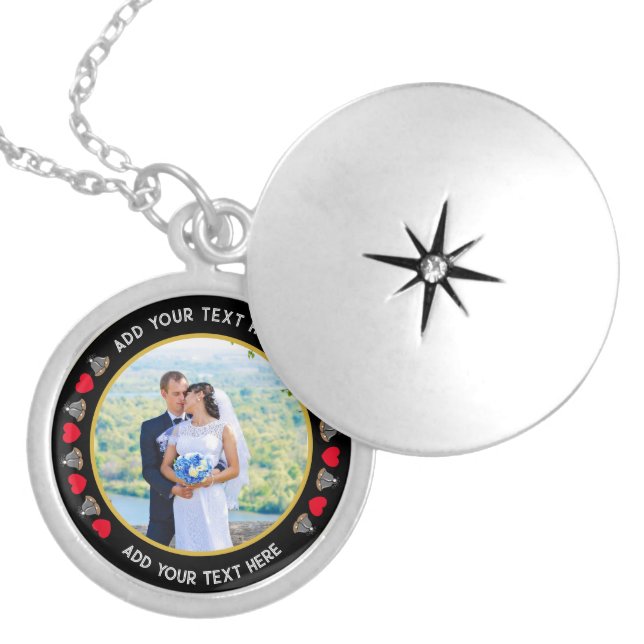 Custom Photo with Personalized Text Locket Necklace (Front)