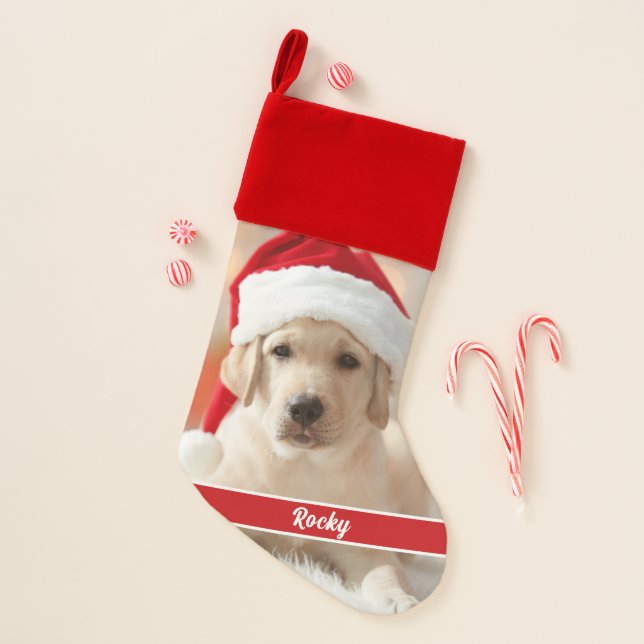 Custom photo with script monogram - Premium Christmas Stocking (Front)