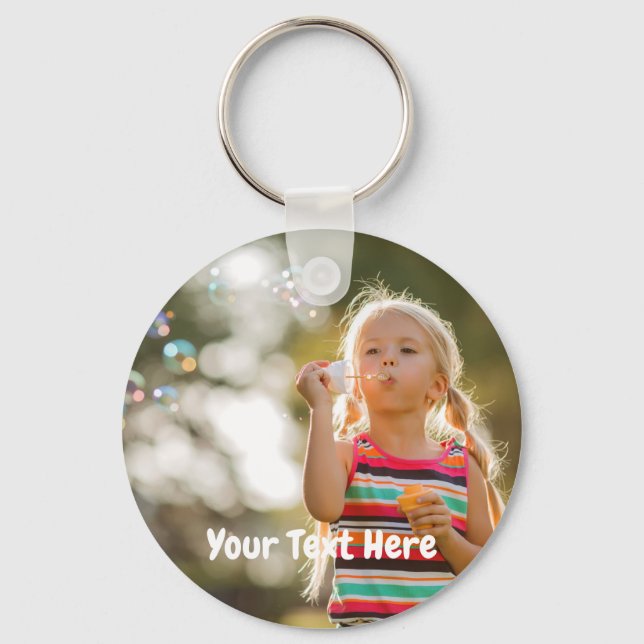 Custom Photo With Text Keychain (Front)